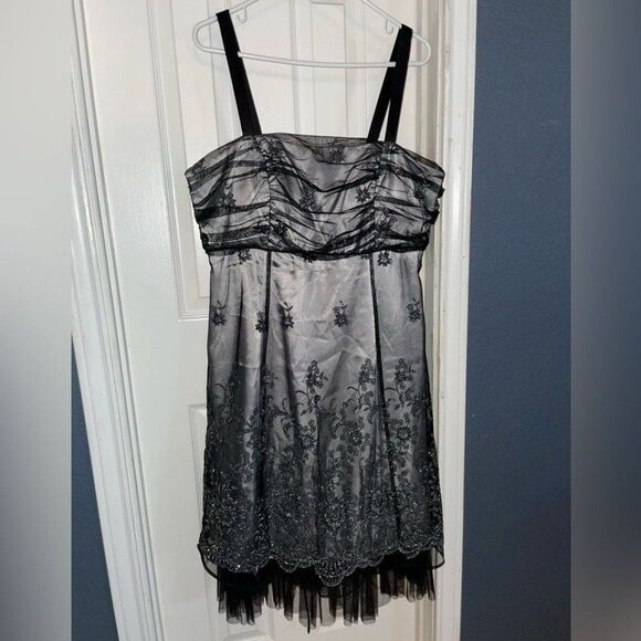 Kathy Robert’s black and silver tulle formal dress 16w porm wedding sleeveless - Picture 7 of 12